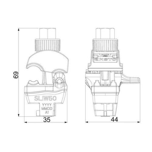 Propichovací svorka Ensto SLIW50 Al/Cu 10-50/1,5-10mm2 (obrázek 4)