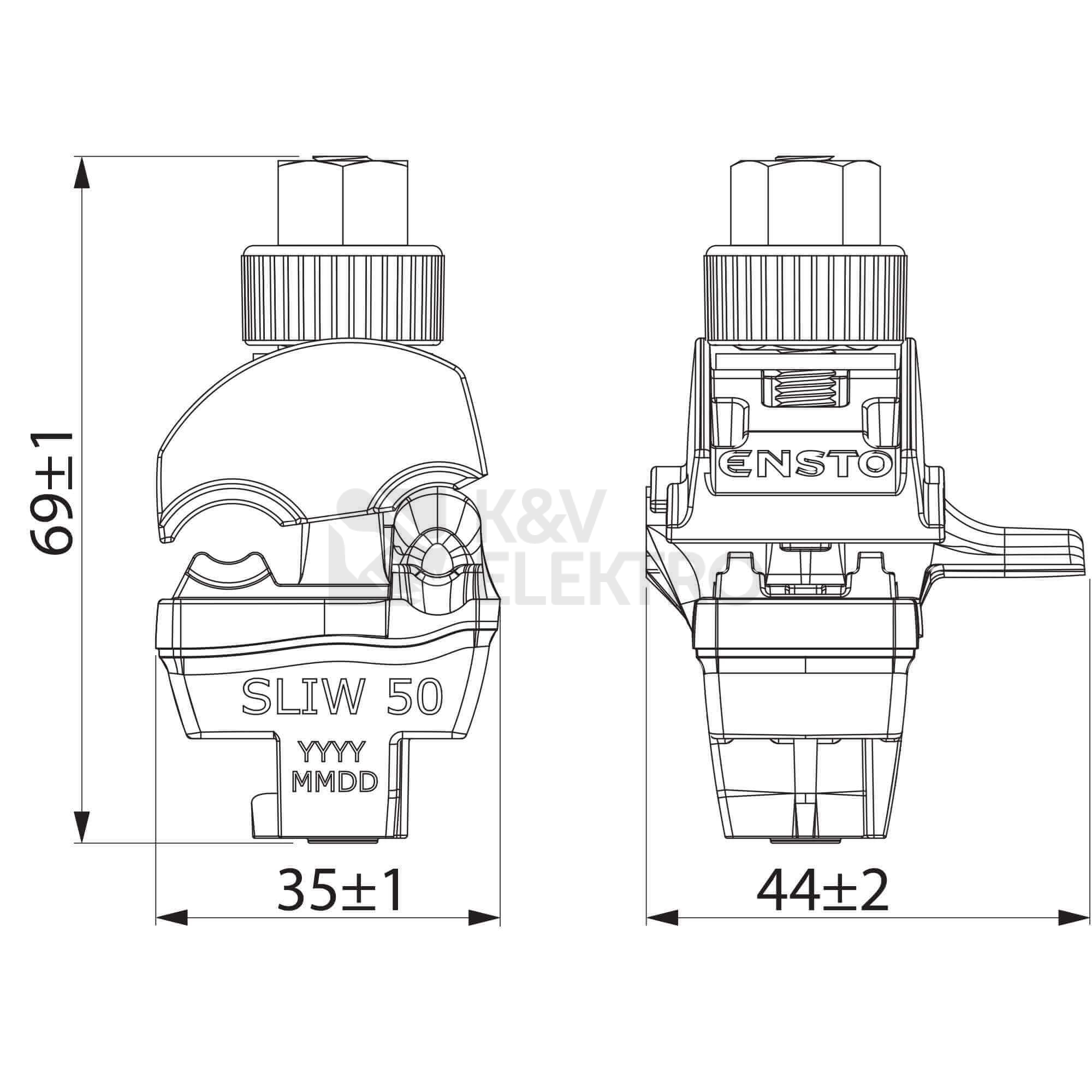 Obrázek produktu  Propichovací svorka Ensto SLIW50 Al/Cu 10-50/1,5-10mm2 1