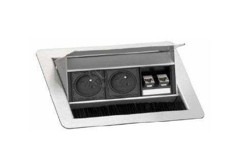 Obrázek produktu Krabice výklopná Evoline 934.20.382 broušená nerez 2xRJ45+2x230V 0