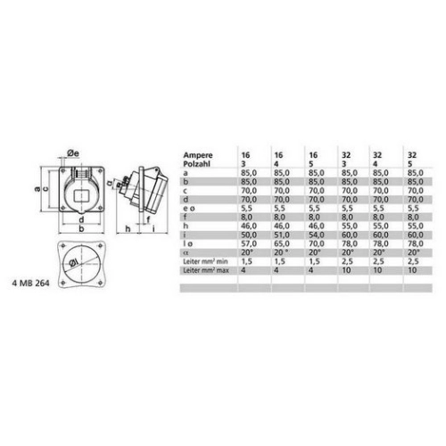 ZASUVKA QUICK 16A 3P 230V IP44 6H 12749 (obrázek 3)