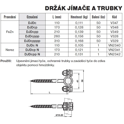 Držák jímače a trubky nerez TREMIS DJDcp N VN2341 (obrázek 2)