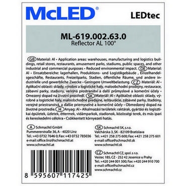 Obrázek produktu  Hliníkový reflektor 100° McLED k průmyslovému svítidlu LEDtec ML-619.002.63.0 3