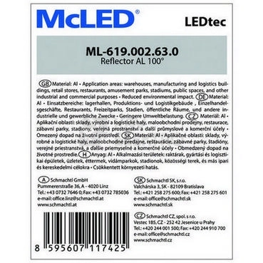 Obrázek produktu Hliníkový reflektor 100° McLED k průmyslovému svítidlu LEDtec ML-619.002.63.0 3