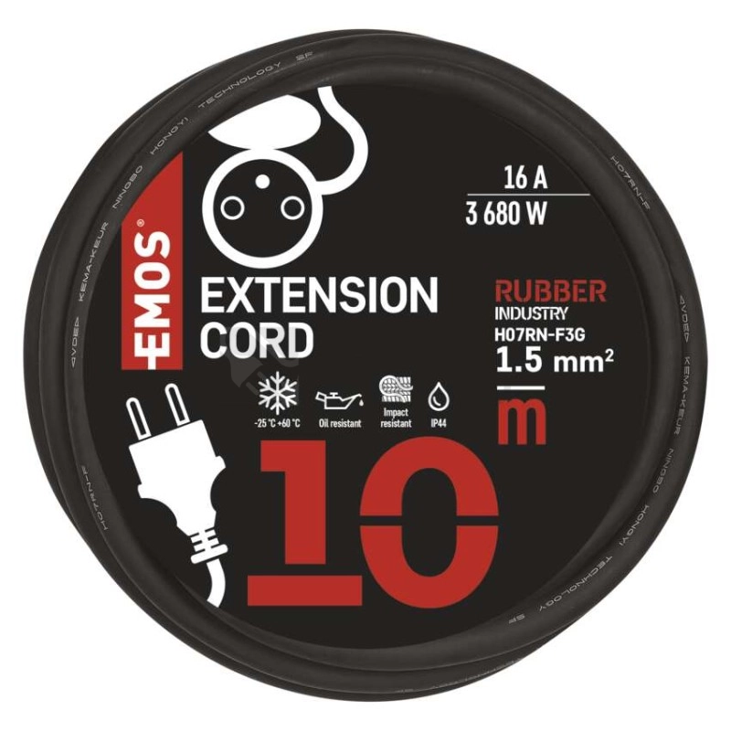 Obrázek produktu Gumový prodlužovací kabel EMOS 10m/1 zásuvka IP44 P01710 2