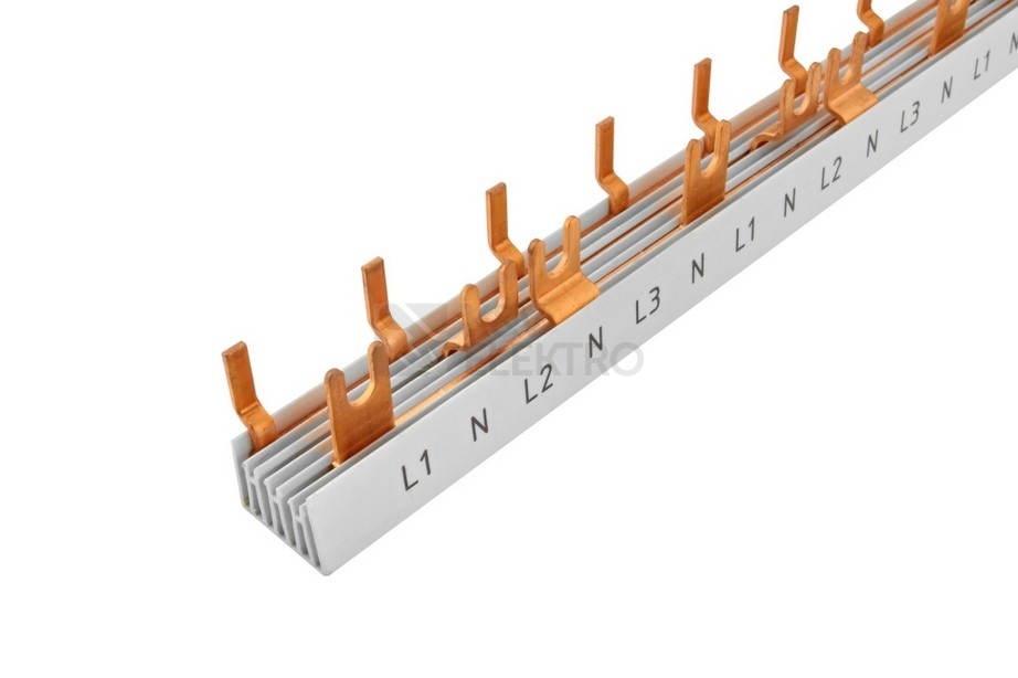 Obrázek produktu Propojovací lišta Eleman G/S-L1+N-L2+N-L3+N-1000/16P pro jističe s N polem 0,5modulu 1000364 0