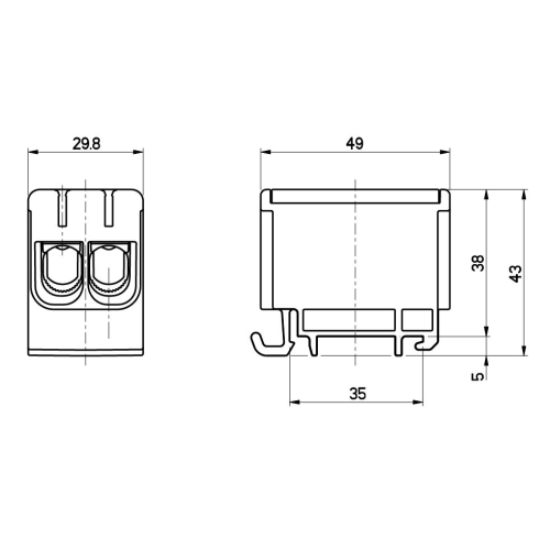 Univerzální připojovací svorka UK 50/2 A šedá 1006613