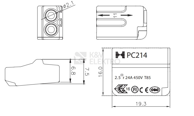 Obrázek produktu  Svorka krabicová Eleman PC214-Y 4X2,5 1004682 2