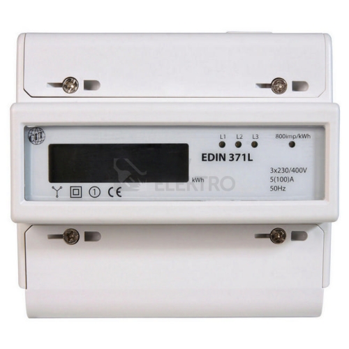 Elektroměr EDIN 371L 100A, 7mod., LCD, 3F, 1tarif, podružný 1008860