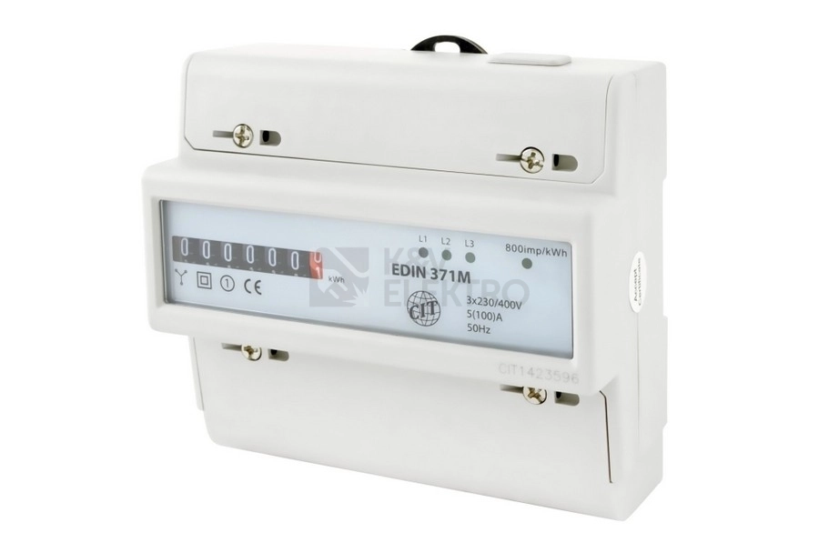 Obrázek produktu Elektroměr EDIN 371M 100A, 7mod., mechanický číselník, 3F, 1tarif, podružný 1008870 0