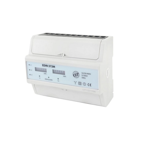 Elektroměr EDIN 372M 100A, 7mod., mechanická číselník, 3F, 2tarif, podružný 1008890