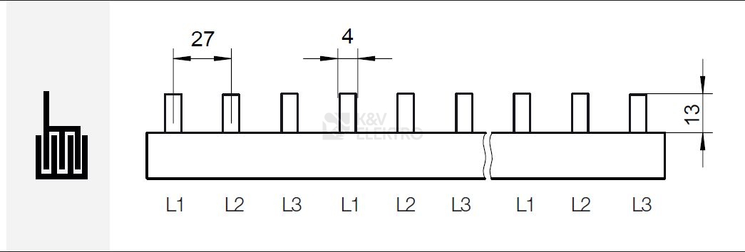 Obrázek produktu Propojovací lišta S-3L-27-1000/16 1000093 1