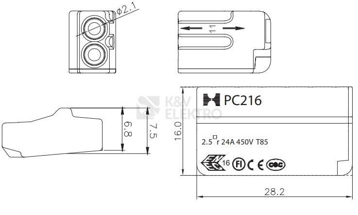 Obrázek produktu Svorka krabicová Eleman PC216-P 6X2,5 1004684 (100ks) 2