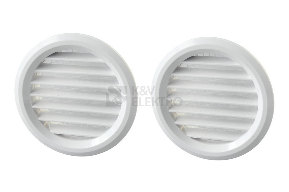 Obrázek produktu Sada 2ks mřížek kruhových s nástavcem 47mm bílá plastová VENTS MV 50/2 bVs síťka proti hmyzu 1009750 0