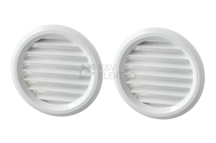 Obrázek produktu Sada 2ks mřížek kruhových s nástavcem 47mm bílá plastová VENTS MV 50/2 bVs síťka proti hmyzu 1009750 0