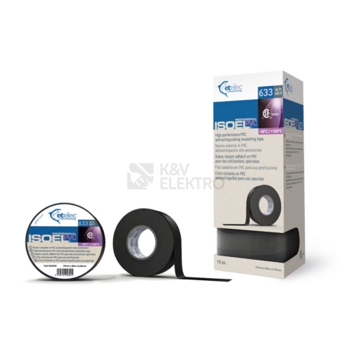  Izolační páska černá 19mm x 20m etelec ISOEL - 633 Professional 1099080