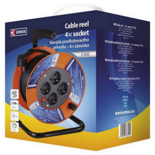 PVC prodlužovací kabel na bubnu 4zásuvky 15m EMOS P194151