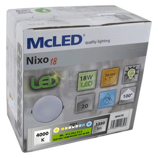 Obrázek produktu LED podhledové svítidlo McLED NIXO 18W 4000K neutrální bílá ML-412.062.33.0 1