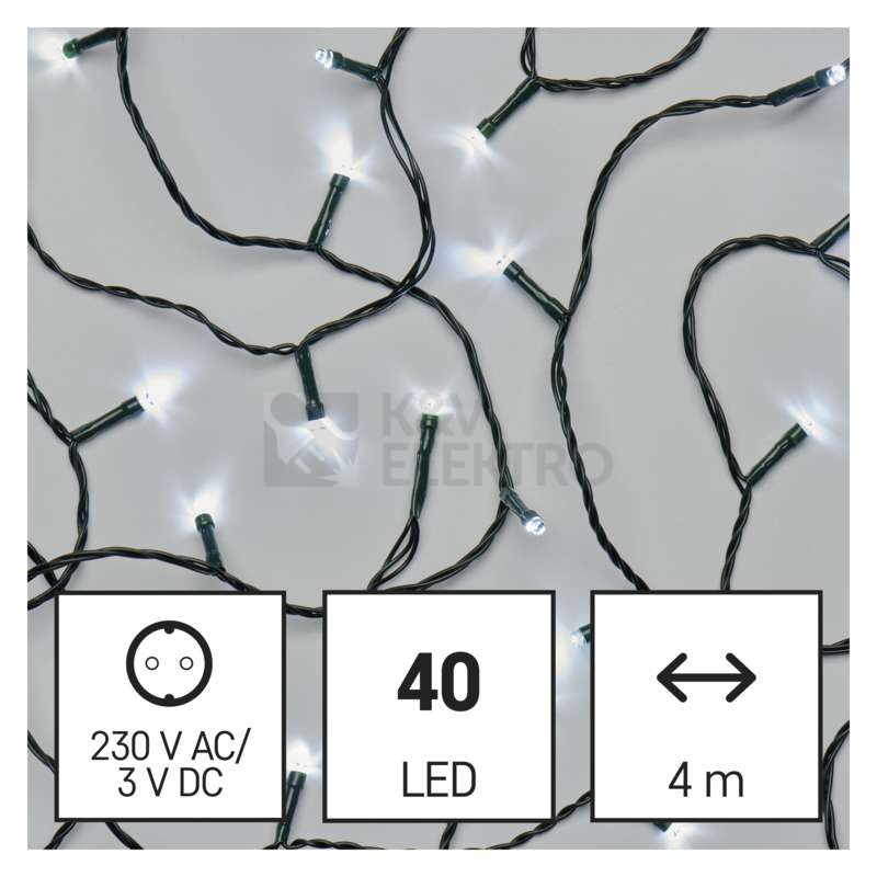 Obrázek produktu Vánoční osvětlení EMOS D4AC01 ZY0801T 40LED řetěz 4m studená bílá s časovačem 5