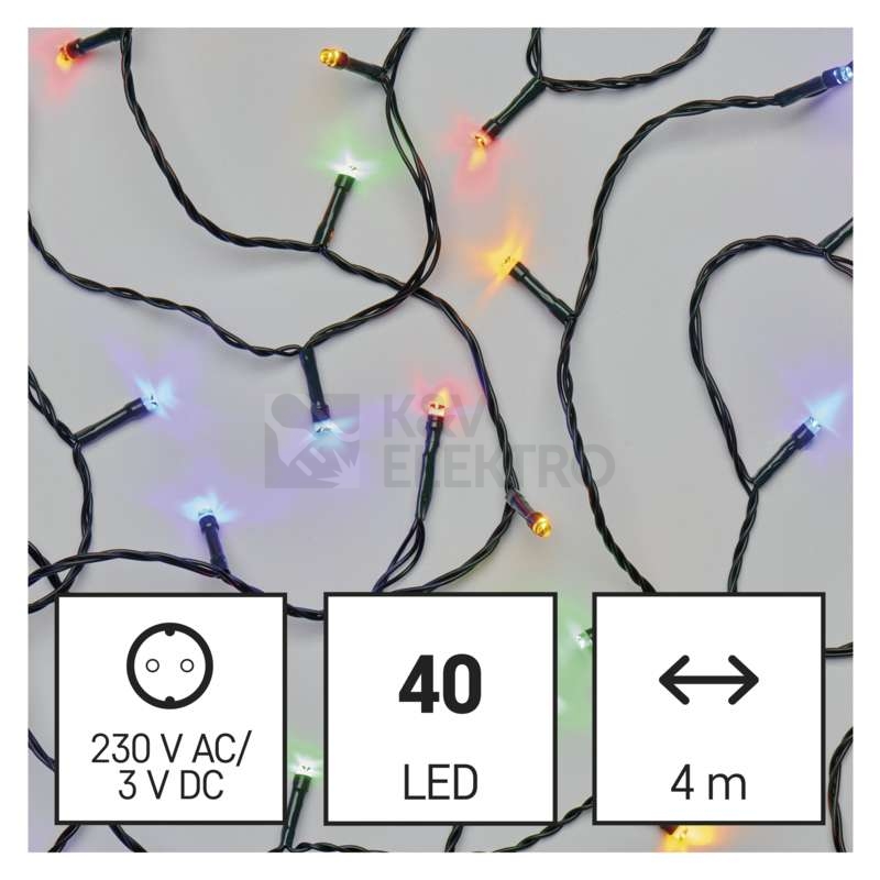 Obrázek produktu Vánoční osvětlení EMOS D4AM01 ZY0811T 40LED řetěz 4m multicolor s časovačem 1