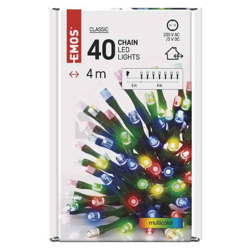 Obrázek produktu Vánoční osvětlení EMOS D4AM01 ZY0811T 40LED řetěz 4m multicolor s časovačem 5