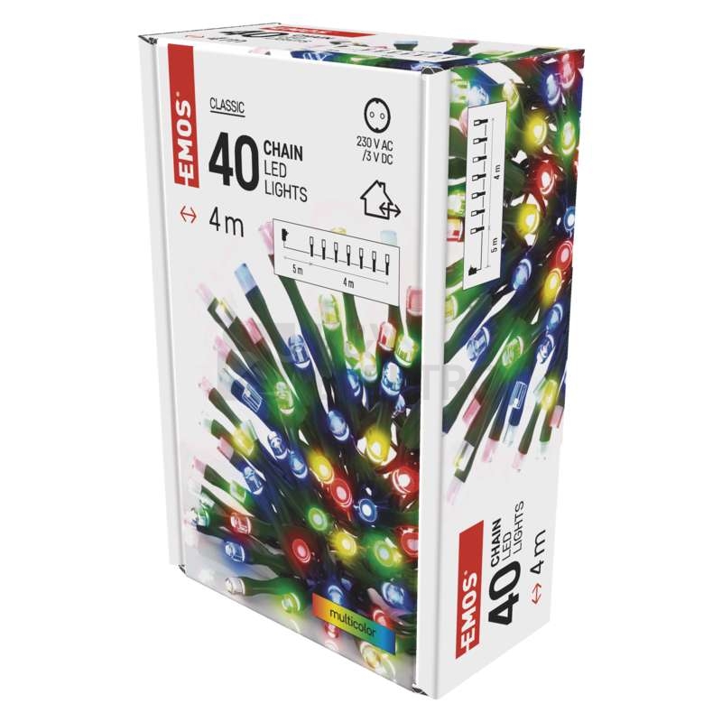 Obrázek produktu Vánoční osvětlení EMOS D4AM01 ZY0811T 40LED řetěz 4m multicolor s časovačem 6