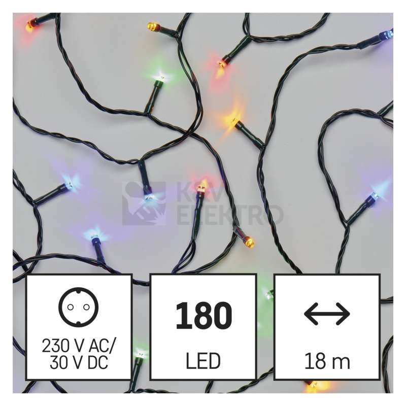 Obrázek produktu Vánoční osvětlení EMOS D4AM04 ZY0814T 180LED řetěz 18m multicolor s časovačem 1