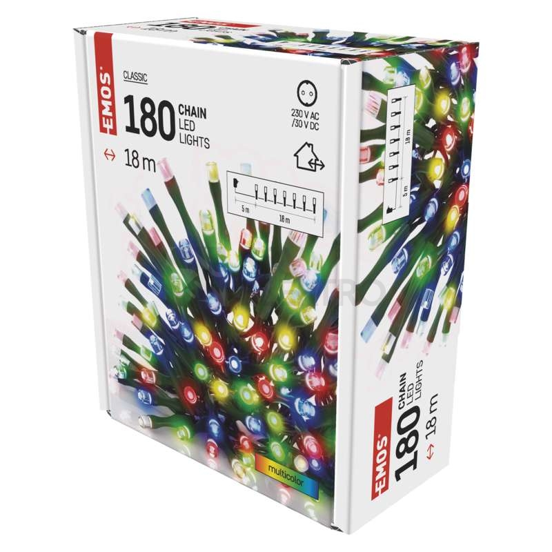 Obrázek produktu Vánoční osvětlení EMOS D4AM04 ZY0814T 180LED řetěz 18m multicolor s časovačem 6