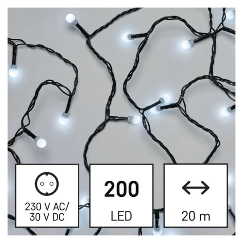 Vánoční osvětlení EMOS D5AC03 ZY0903T 200LED řetěz 20m kuličky studená bílá s časovačem (obrázek 10)