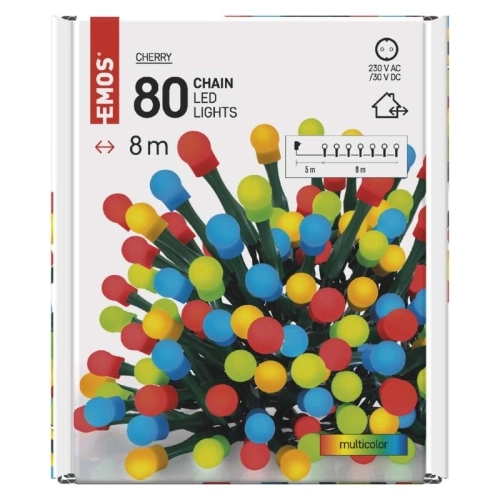 Vánoční osvětlení EMOS D5AM02 ZY0911T 80LED řetěz 8m kuličky multicolor s časovačem (obrázek 9)