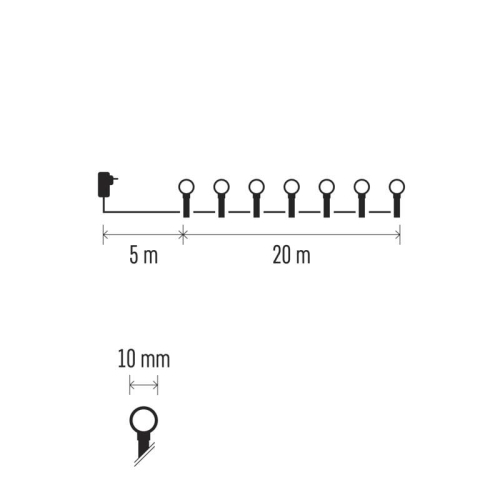 Vánoční osvětlení EMOS D5AM03 ZY0912T 200LED řetěz 20m kuličky multicolor s časovačem