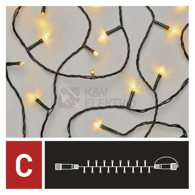 Obrázek produktu Propojovací vánoční řetěz bez zdroje EMOS Connecting D1AW02 ZY1439 50LED 5m teplá bílá 6