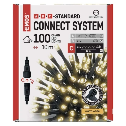 Propojovací vánoční řetěz bez zdroje EMOS Connecting D1AW03 ZY1440 100LED 10m teplá bílá (obrázek 6)