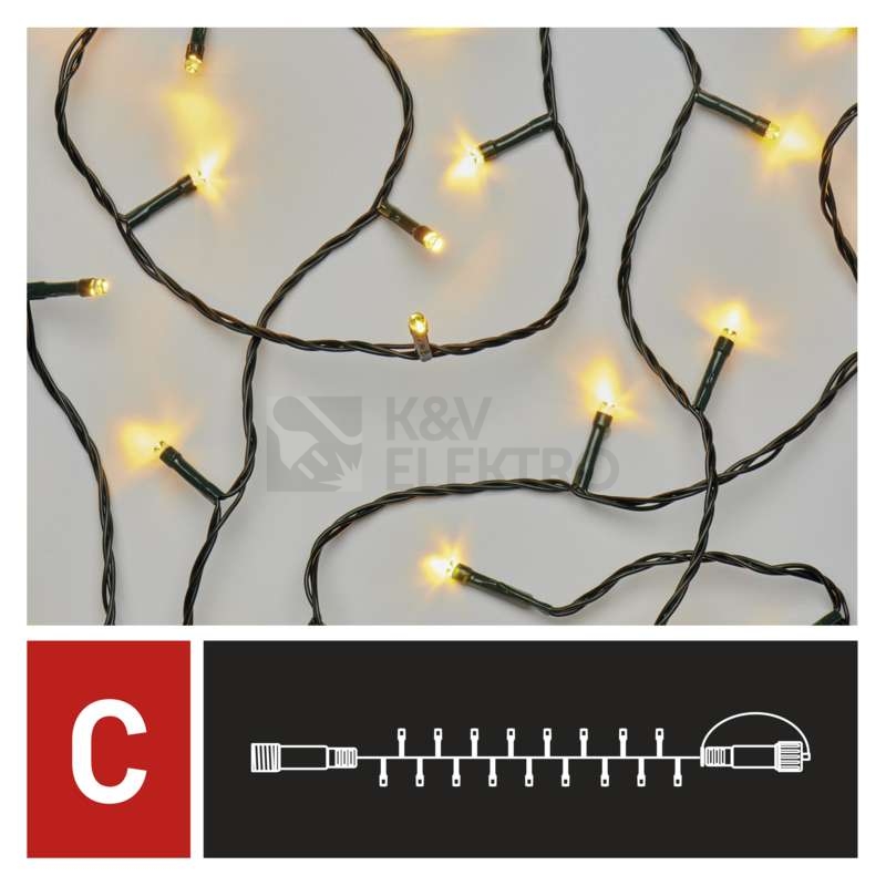 Obrázek produktu Propojovací vánoční řetěz bez zdroje EMOS Connecting D1AW03 ZY1440 100LED 10m teplá bílá 6