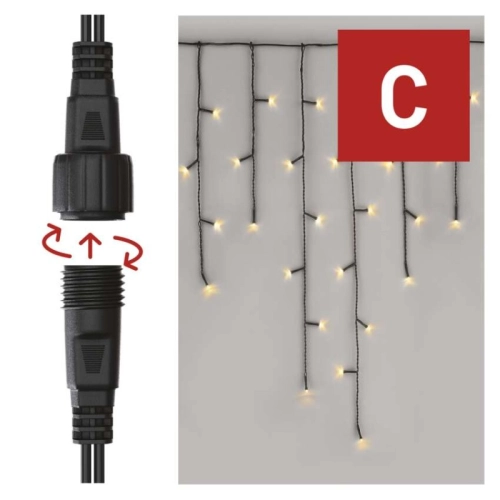 Propojovací vánoční řetěz bez zdroje EMOS Connecting D1CW01 ZY1441 100LED krápníky 2,5x0,9m teplá bílá (obrázek 4)