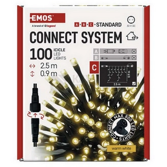 Obrázek produktu Propojovací vánoční řetěz bez zdroje EMOS Connecting D1CW01 ZY1441 100LED krápníky 2,5x0,9m teplá bílá 8