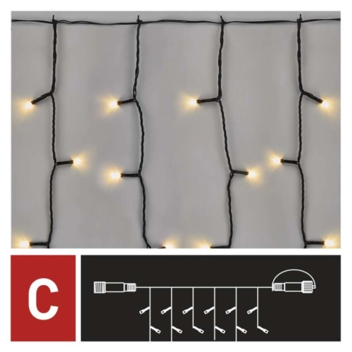 Propojovací vánoční řetěz bez zdroje EMOS Connecting D1EW01 ZY1442 100LED záclona 1x2m teplá bílá (obrázek 4)