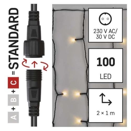 Propojovací vánoční řetěz bez zdroje EMOS Connecting D1EW01 ZY1442 100LED záclona 1x2m teplá bílá (obrázek 11)