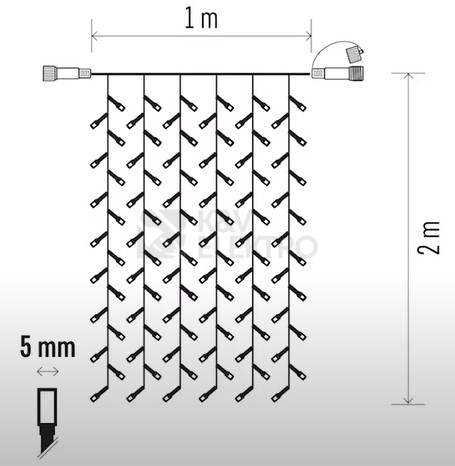 Obrázek produktu Propojovací vánoční řetěz bez zdroje EMOS Connecting D1EW01 ZY1442 100LED záclona 1x2m teplá bílá 4