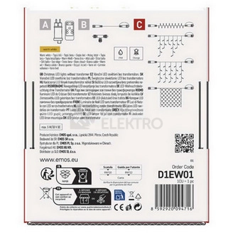 Obrázek produktu Propojovací vánoční řetěz bez zdroje EMOS Connecting D1EW01 ZY1442 100LED záclona 1x2m teplá bílá 7