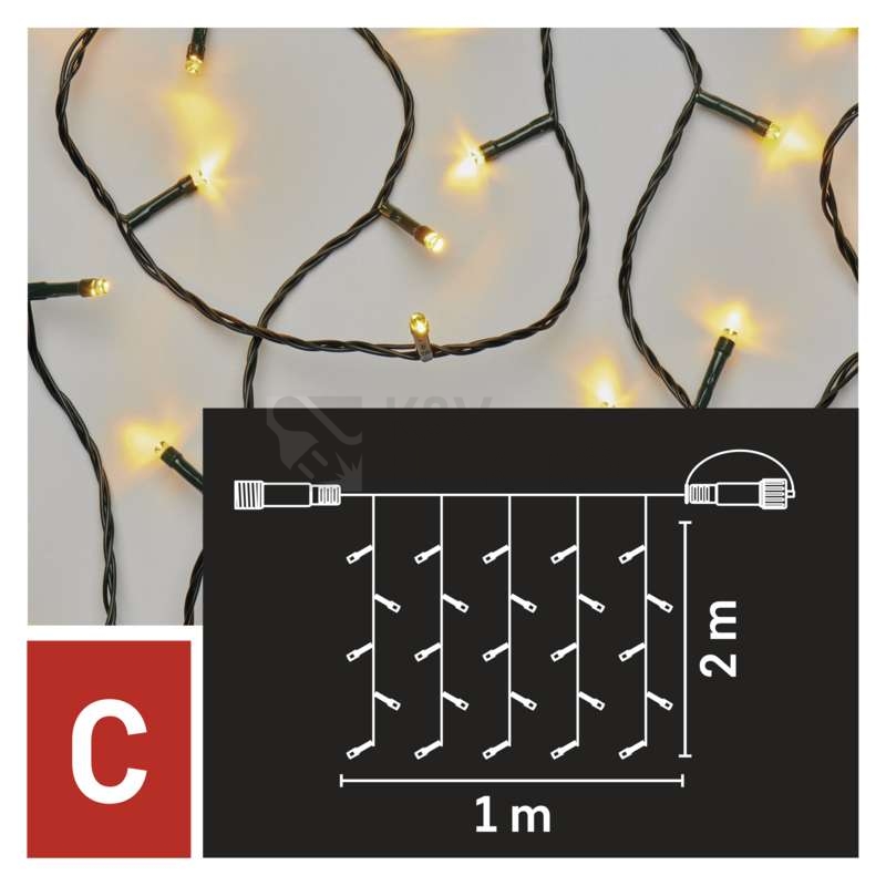 Obrázek produktu Propojovací vánoční řetěz bez zdroje EMOS Connecting D1EW01 ZY1442 100LED záclona 1x2m teplá bílá 7