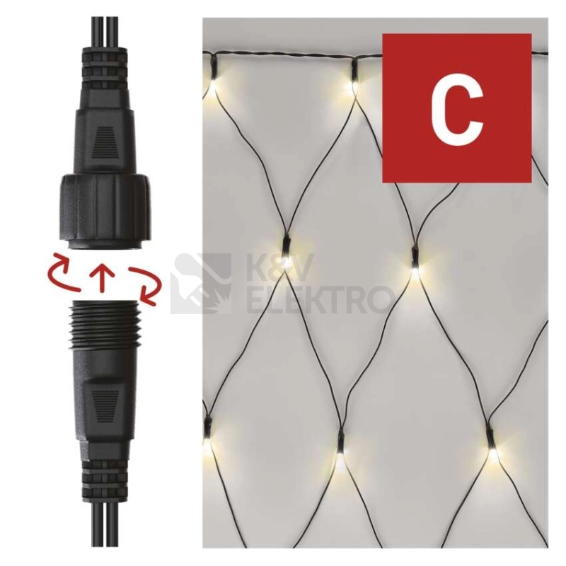 Obrázek produktu Propojovací vánoční síť bez zdroje EMOS Connecting D1DW01 ZY1443 160LED síť 2x1,5m teplá bílá 3