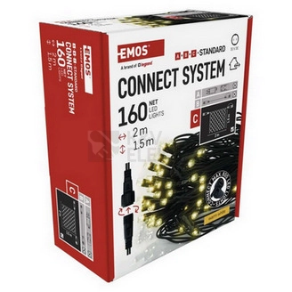 Obrázek produktu Propojovací vánoční síť bez zdroje EMOS Connecting D1DW01 ZY1443 160LED síť 2x1,5m teplá bílá 10