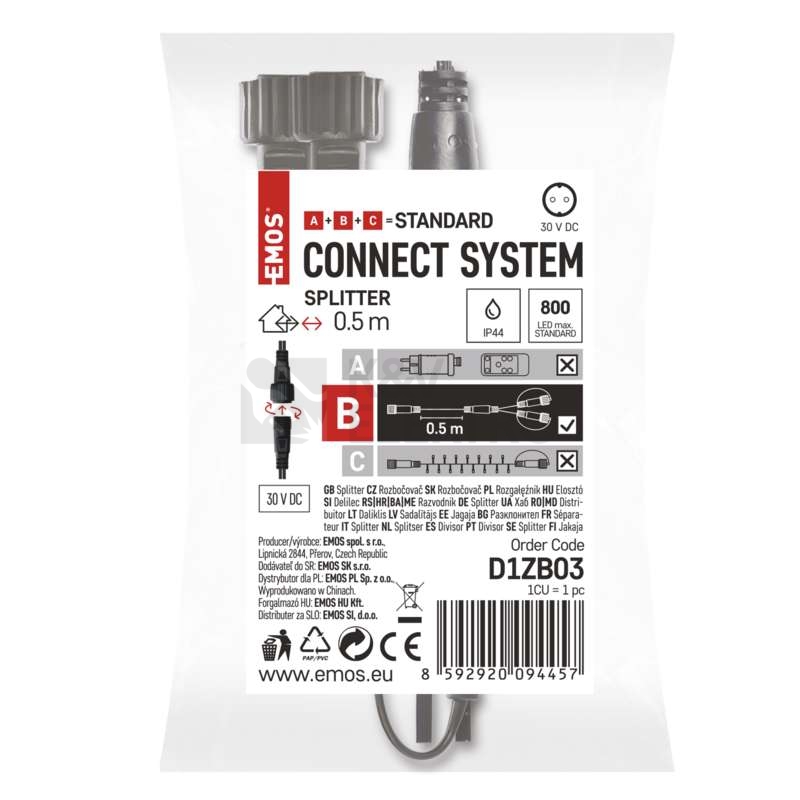 Obrázek produktu Rozbočovač EMOS Connecting D1ZB03 ZY1445 pro spojovací LED vánoční řetězy 1