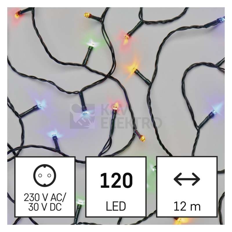 Obrázek produktu Vánoční osvětlení EMOS D4AM08 ZY1451 120 LED řetěz 12m multicolor programy 1