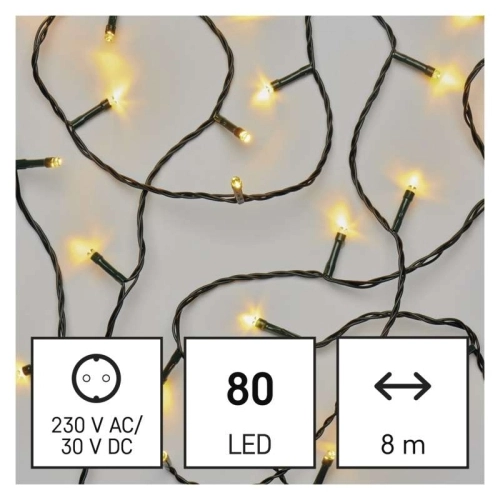 Vánoční osvětlení EMOS D4AW02 ZY1702T 80LED řetěz 8m teplá bílá s časovačem (obrázek 3)