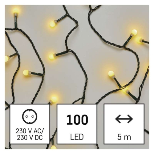 Vánoční řetěz kuličky EMOS D5GW02 ZYK0205 100LED 5m teplá bílá