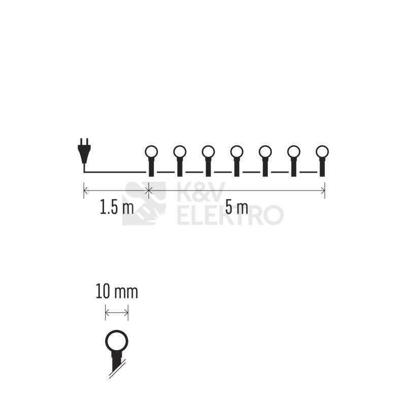 Obrázek produktu Vánoční řetěz kuličky EMOS D5GW02 ZYK0205 100LED 5m teplá bílá 1