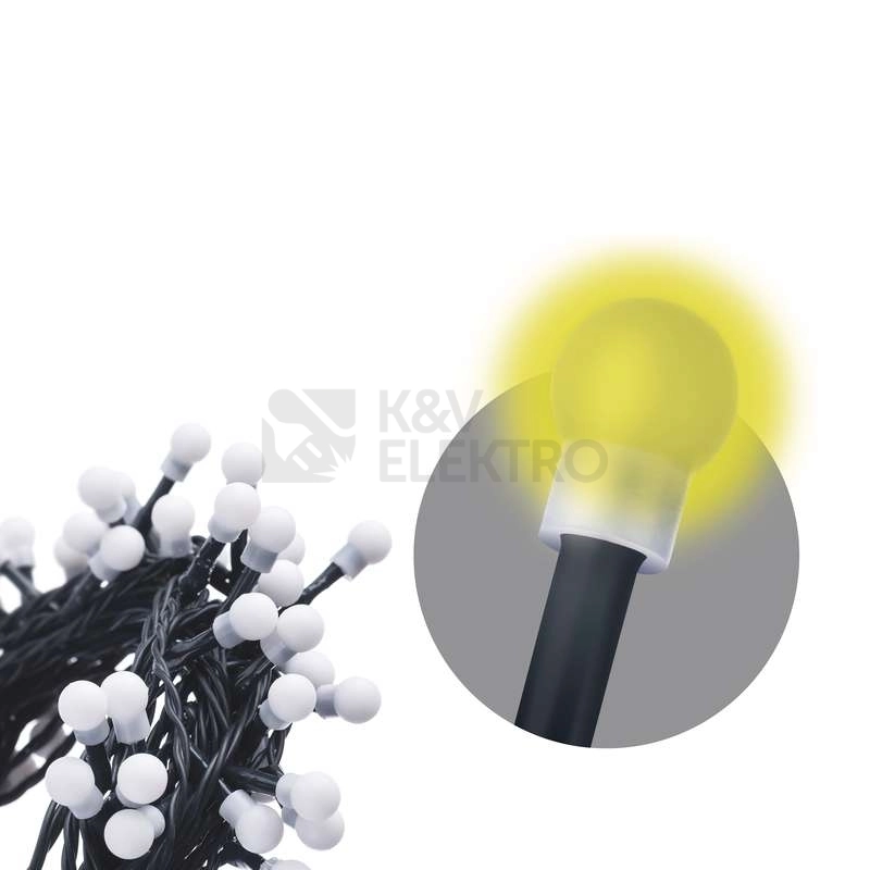 Obrázek produktu Vánoční řetěz kuličky EMOS D5GW02 ZYK0205 100LED 5m teplá bílá 7