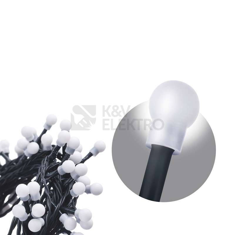 Obrázek produktu  Vánoční řetěz kuličky EMOS ZYK0207 200LED 10m studená bílá 6