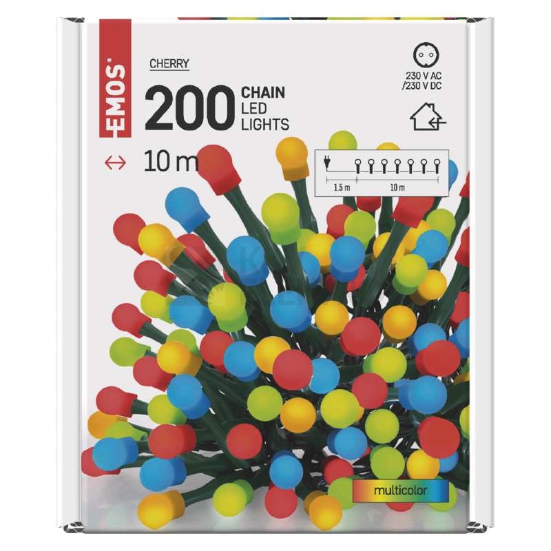 Obrázek produktu  Vánoční řetěz kuličky EMOS ZYK0209 200LED 10m multicolor 13